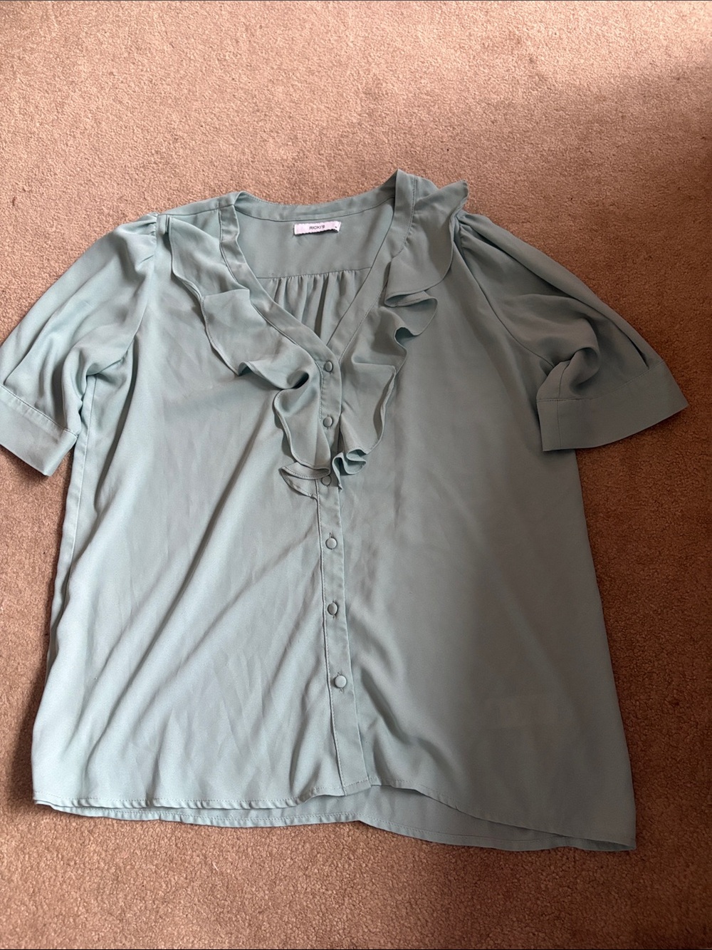 Ricki's Light Sage Ruffled Button-Front Blouse